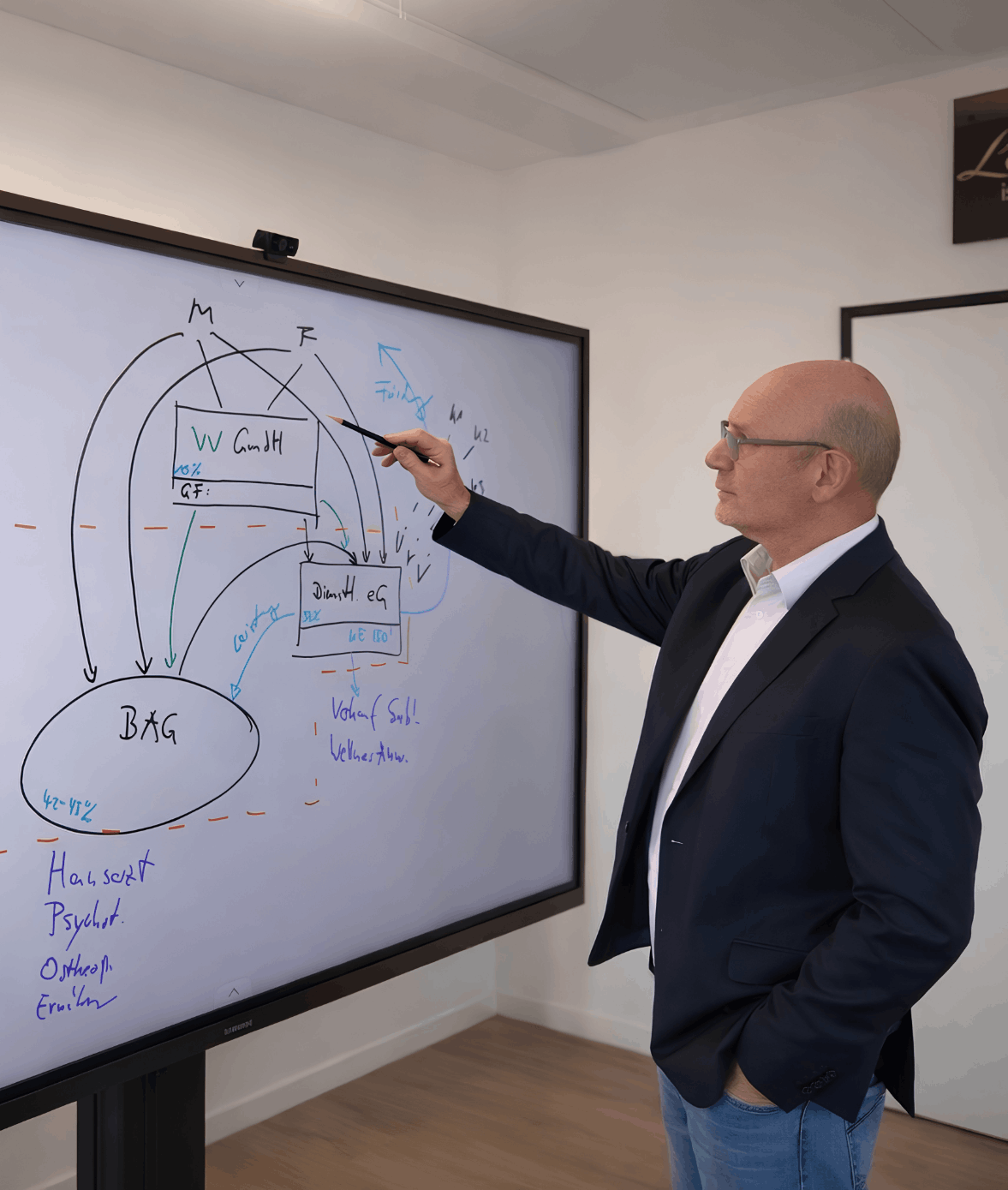 Herr Jensen mit digitalem Flipchart